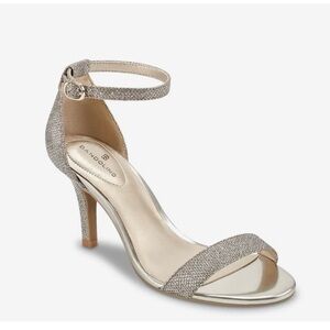 Bandolino Madia Gold Stiletto Sandals Sz 9 Metallic Sparkle Bling Heels Formal